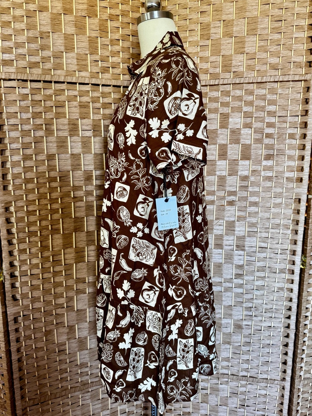 NWT Japna brown & cream print shirt dress M - Picture 8 of 12